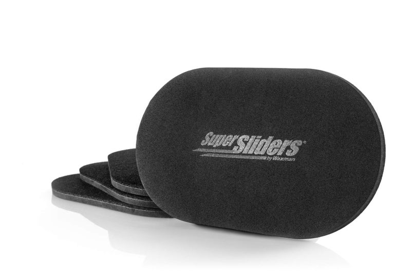 SUPER SLIDERS منزلقات فائقة 5 3/4 بوصة × 9 1/2 بوصة، بيضاوية الشكل وقابلة لإعادة الاستخدام للأثاث على الأسطح الصلبة - سهولة النقل وحماية الأسطح، أسود (عبوة من 4 قطع) - Image 1